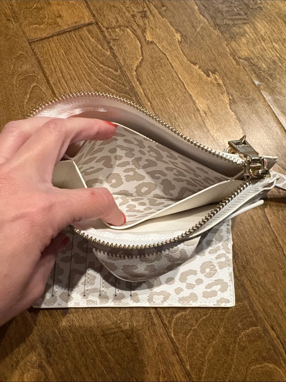 Leopard Print Wristlet Card Case in Beige